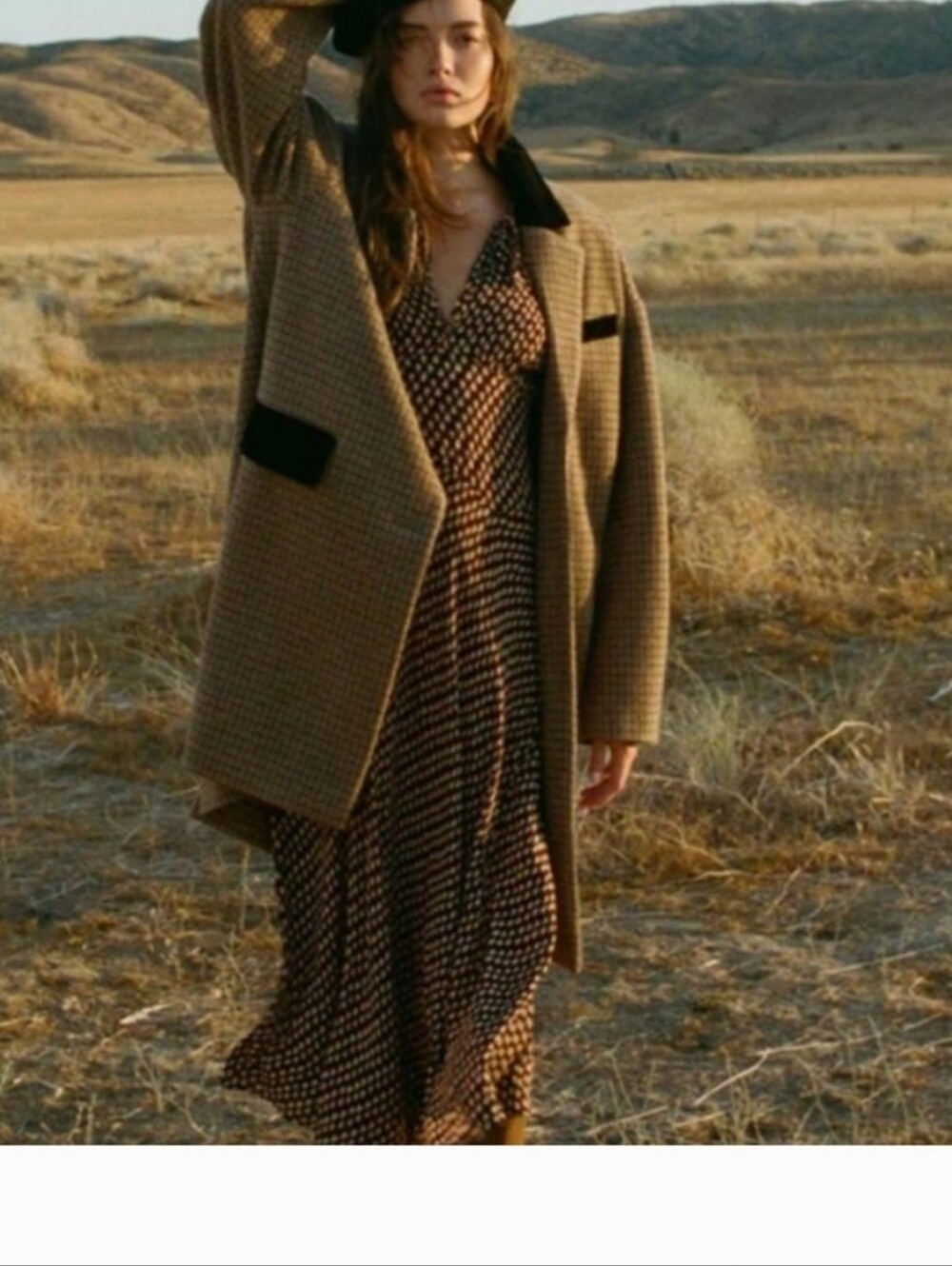 Doen Audelle Dress In Black,Cream, And Rusty Brown Print Maxi Dress